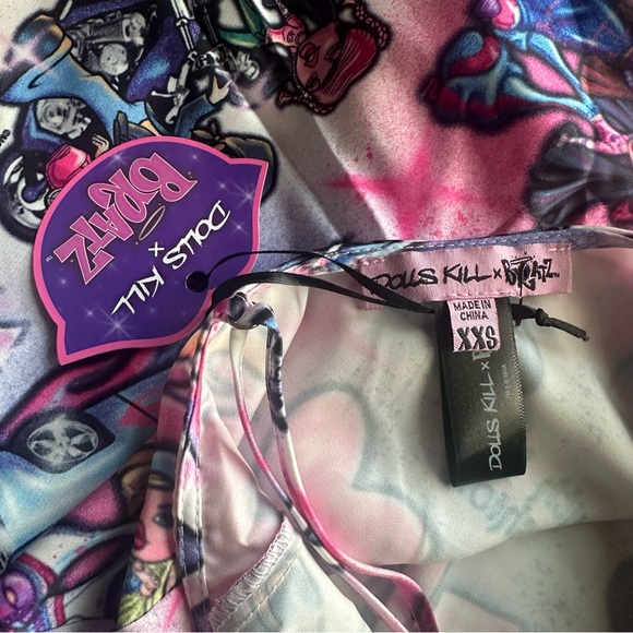 Dolls Kill x Bratz Mini Slip Dress “Hot N Unbothered” XXS - Picture 2 of 8